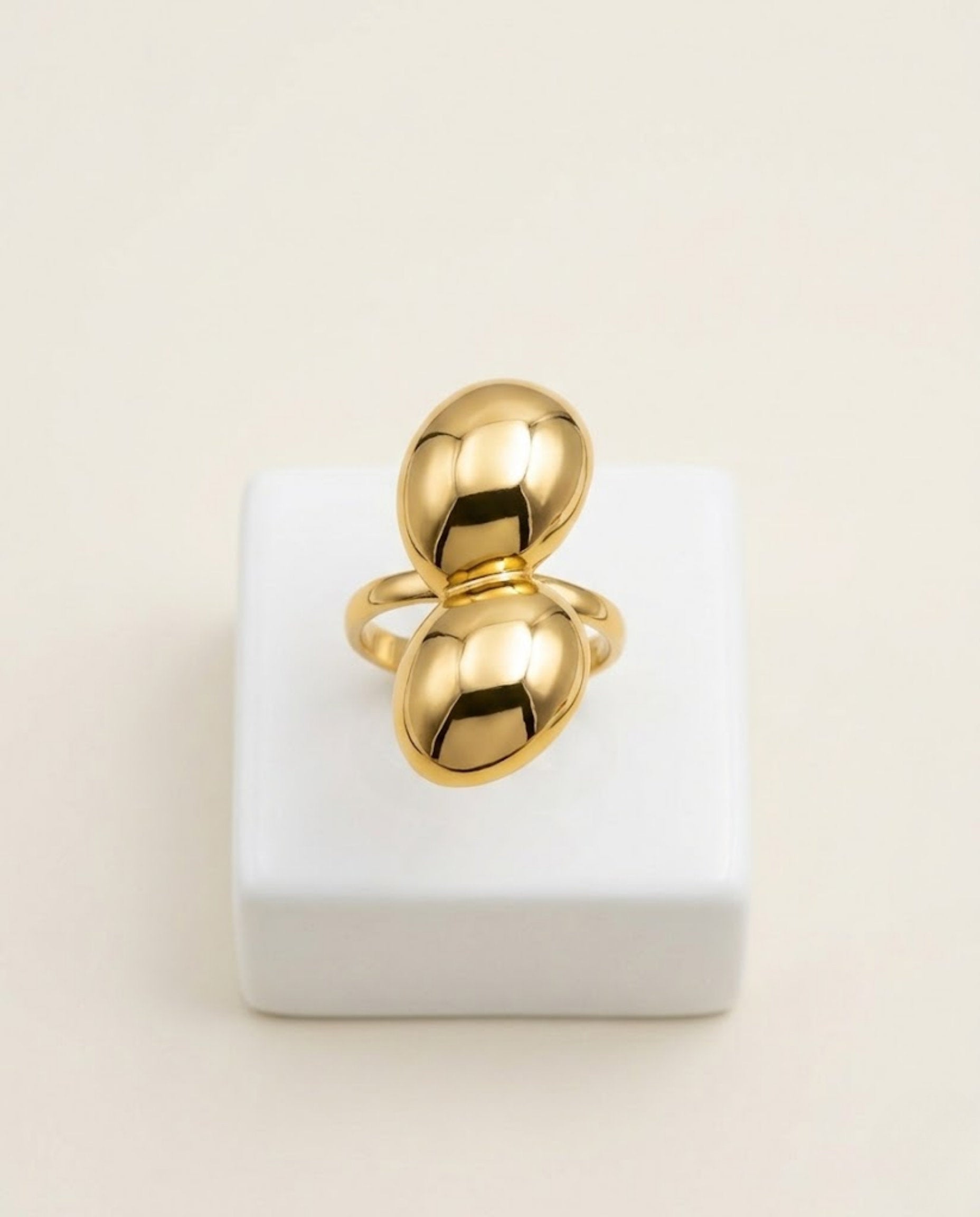 Orneza Aura Double Sphere Gold Statement Ring