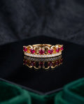 Orneza Gold Crown Adjustable Ring with Ruby Red Crystals