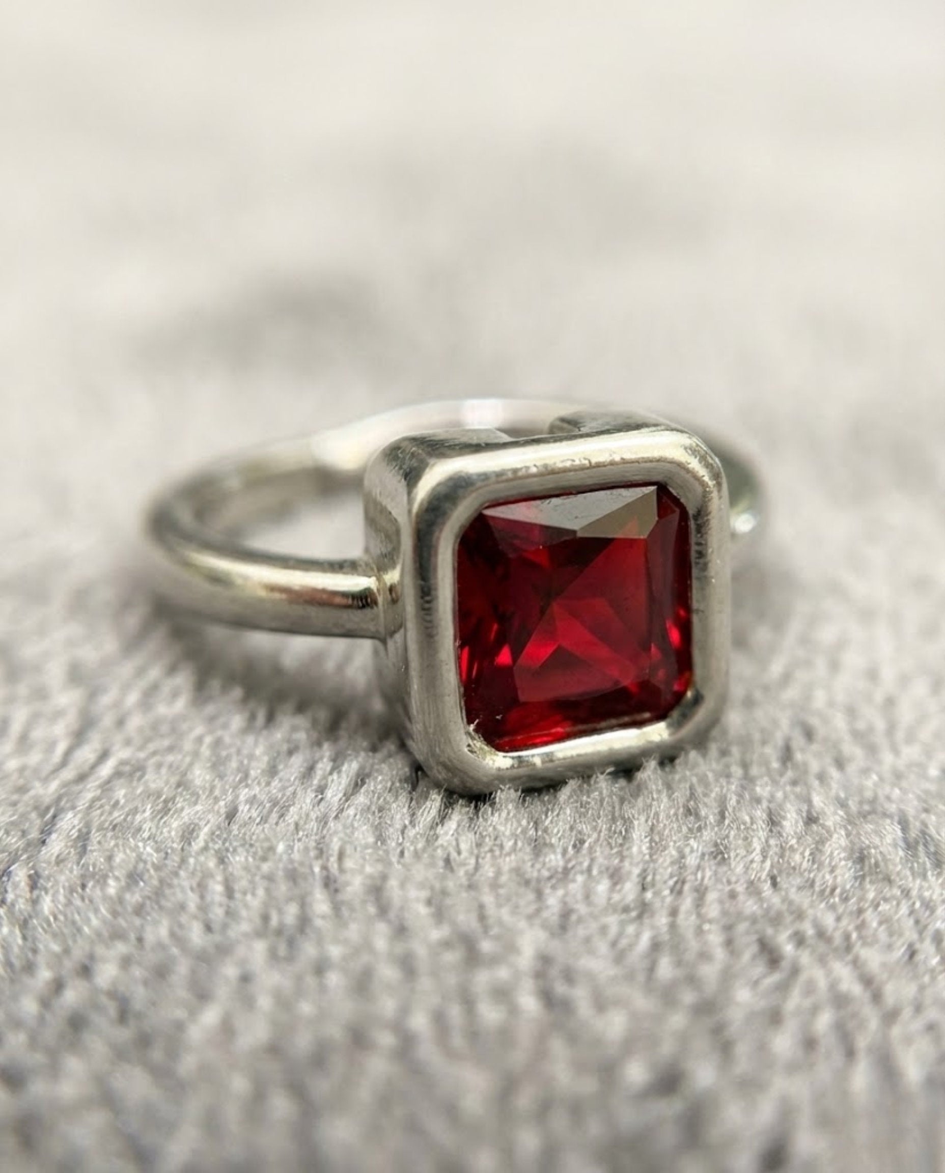 Orneza Geometric Square Solitaire Statement Ring
