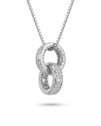 Orneza Silver Interlocking Infinity Circle Pendant Necklace