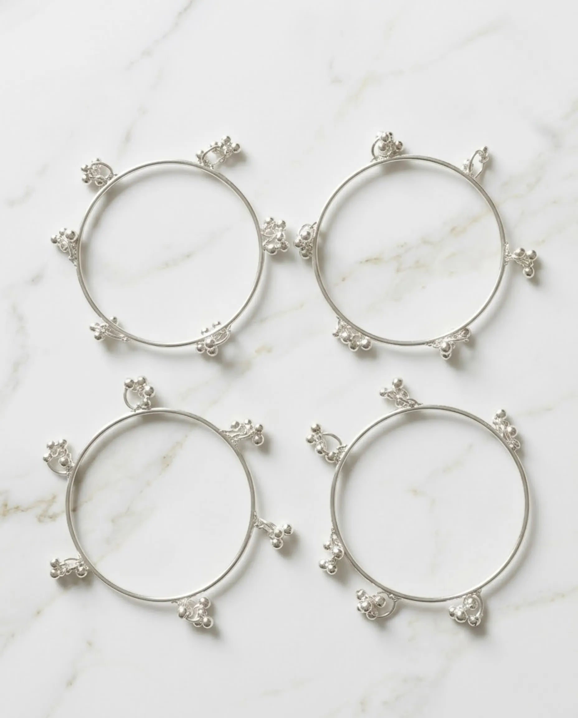 Viral Kashmiri Ghungroo Bangles White Silver Bangle Set (4 Pcs)