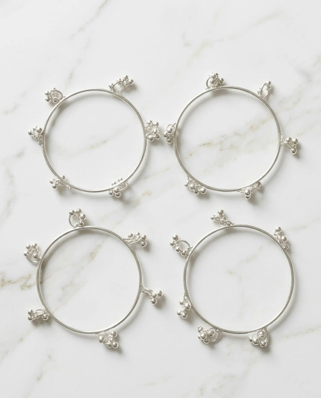 Viral Kashmiri Ghungroo Bangles White Silver Bangle Set (4 Pcs)