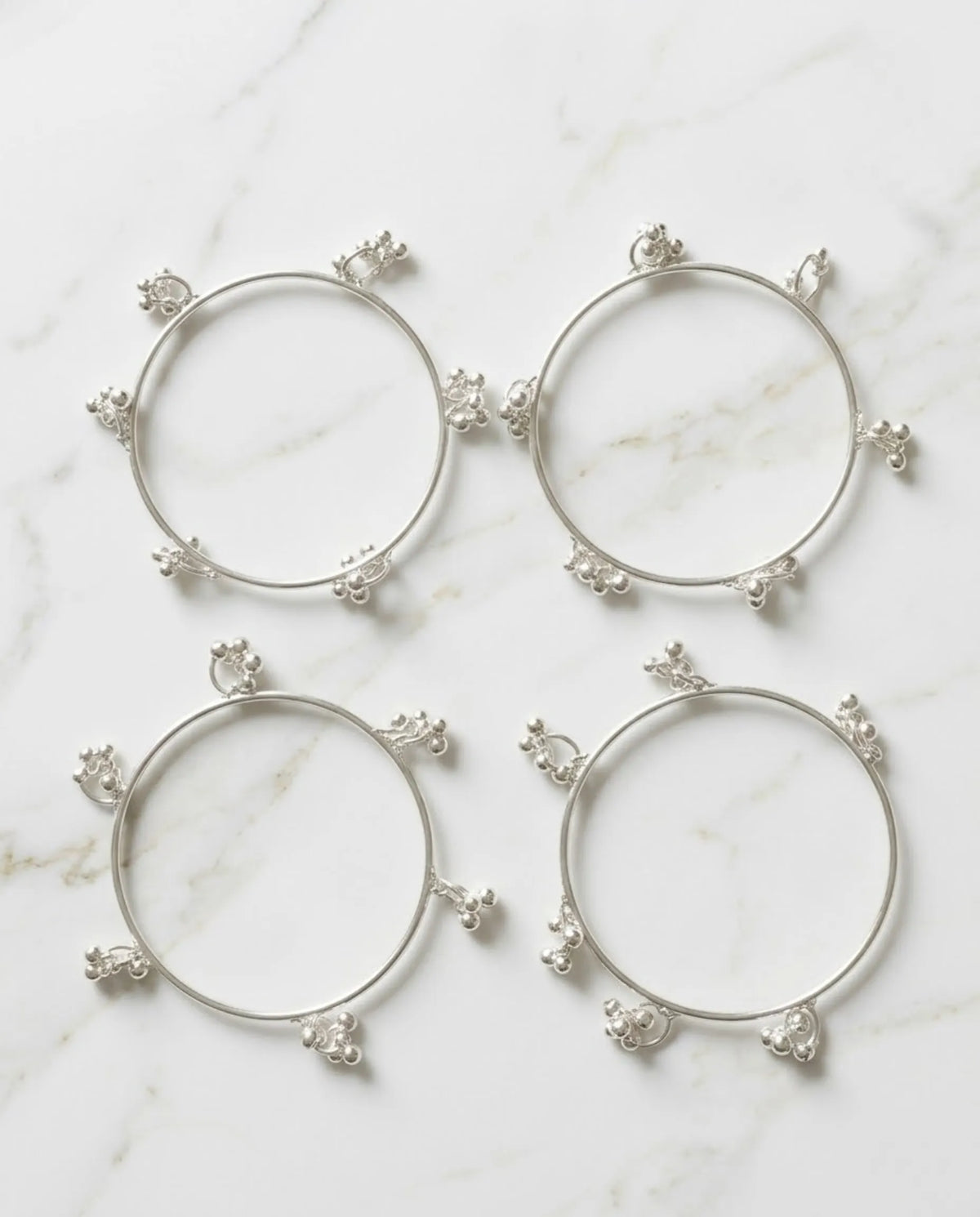 Viral Kashmiri Ghungroo Bangles White Silver Bangle Set (4 Pcs)