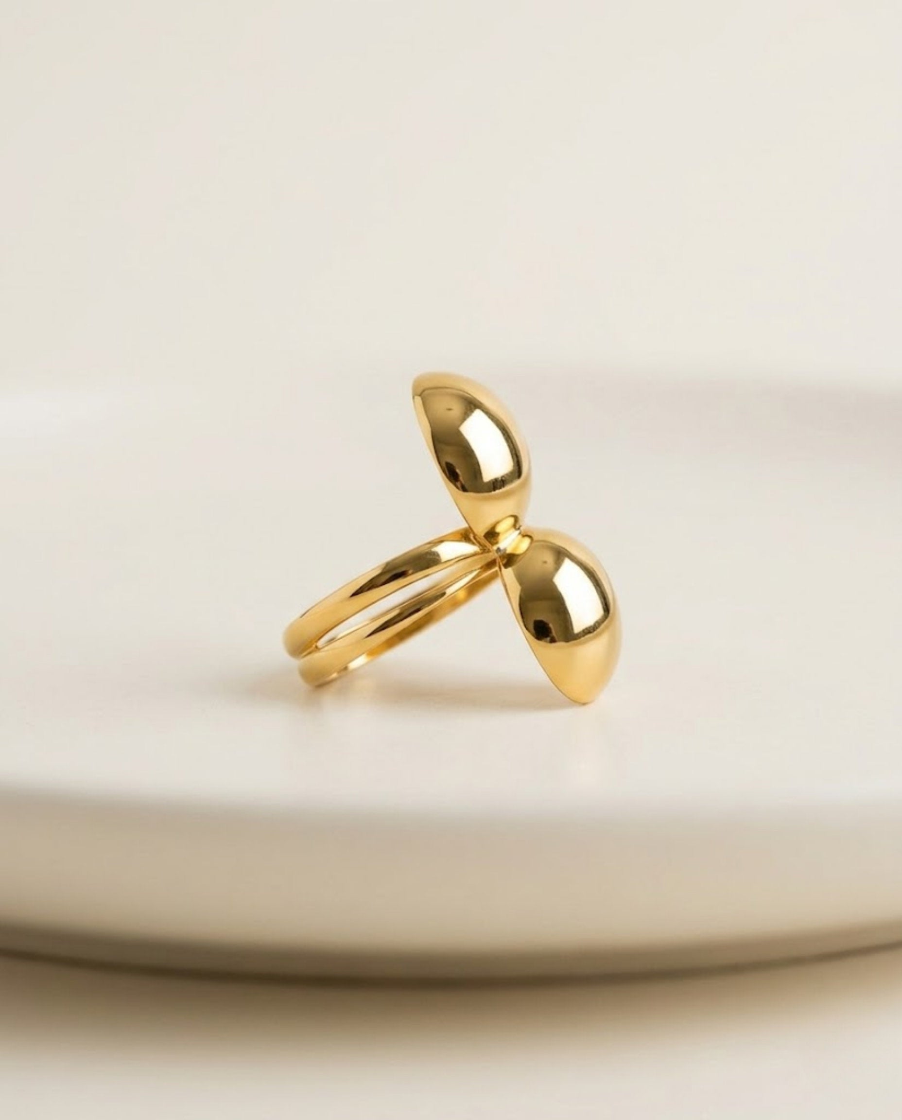 Orneza Aura Double Sphere Gold Statement Ring