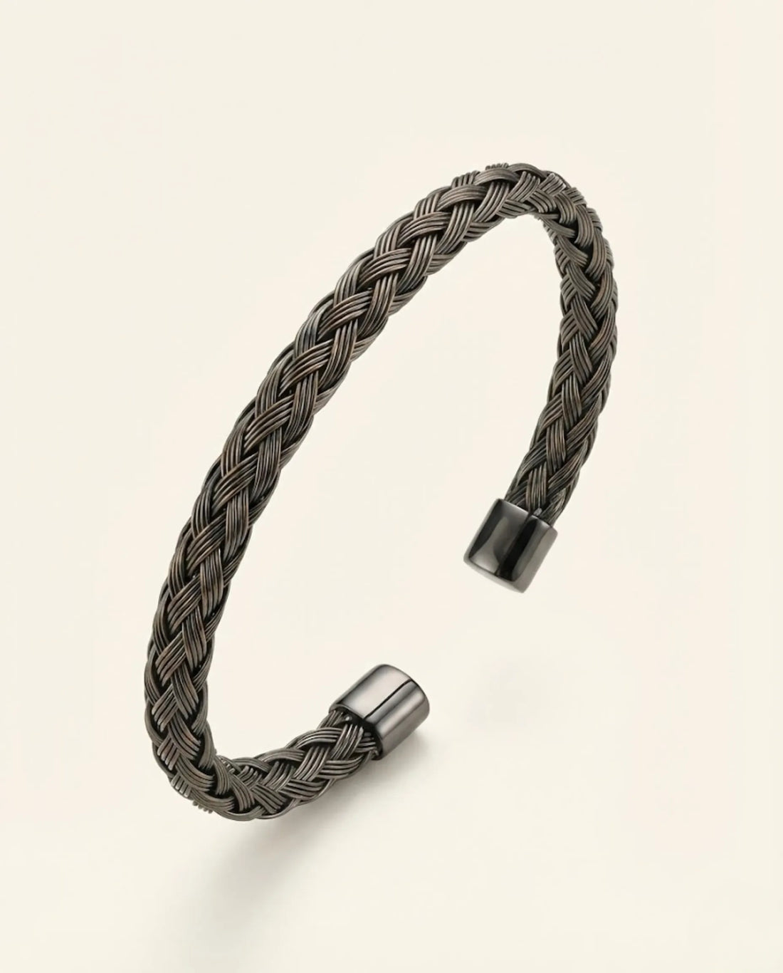 Orneza Titan Braided Gunmetal Cuff Bangle