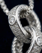 Orneza Silver Interlocking Infinity Circle Pendant Necklace