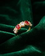 Orneza Ruby and Zirconia Gold Plated Adjustable Band Ring
