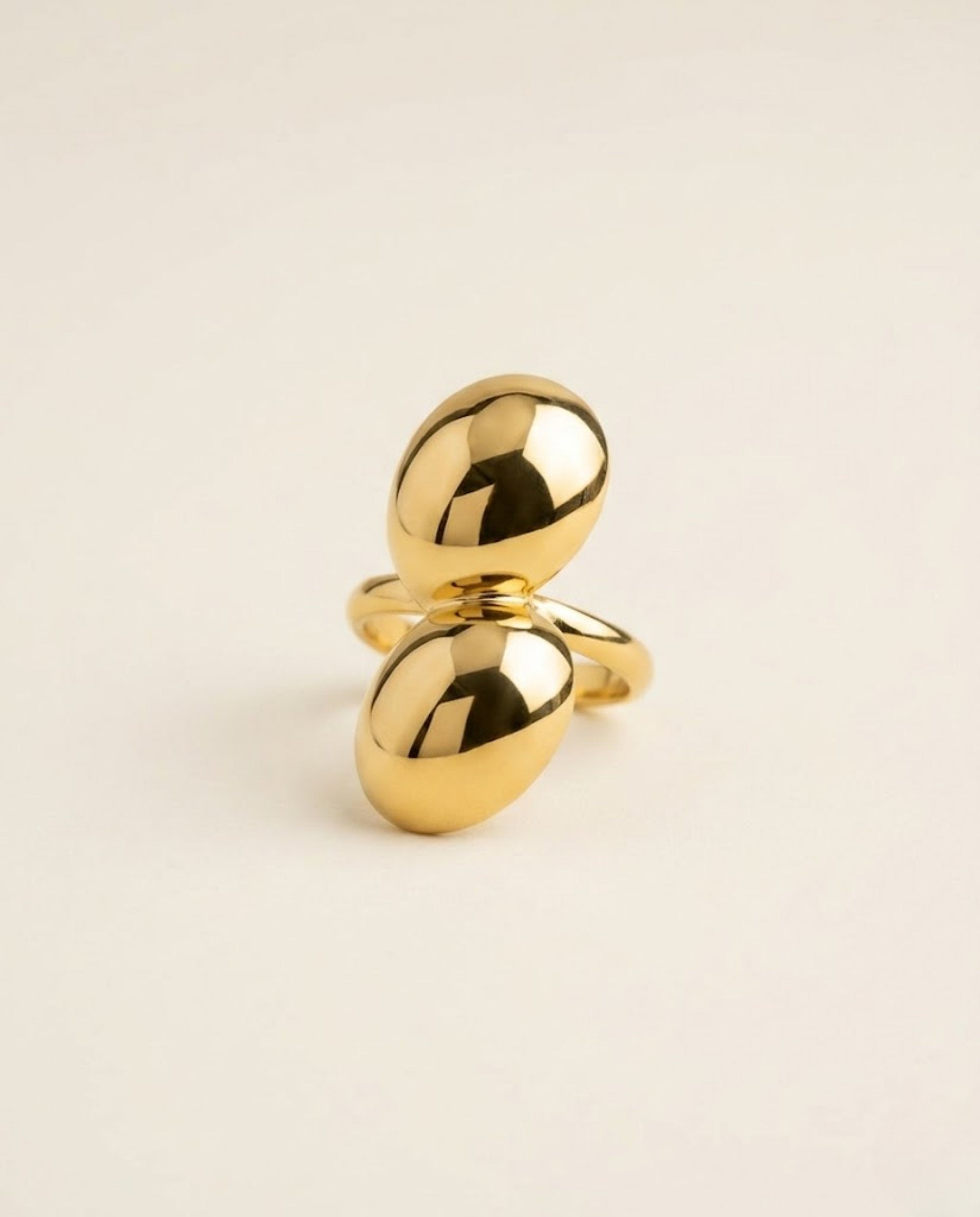 Orneza Aura Double Sphere Gold Statement Ring