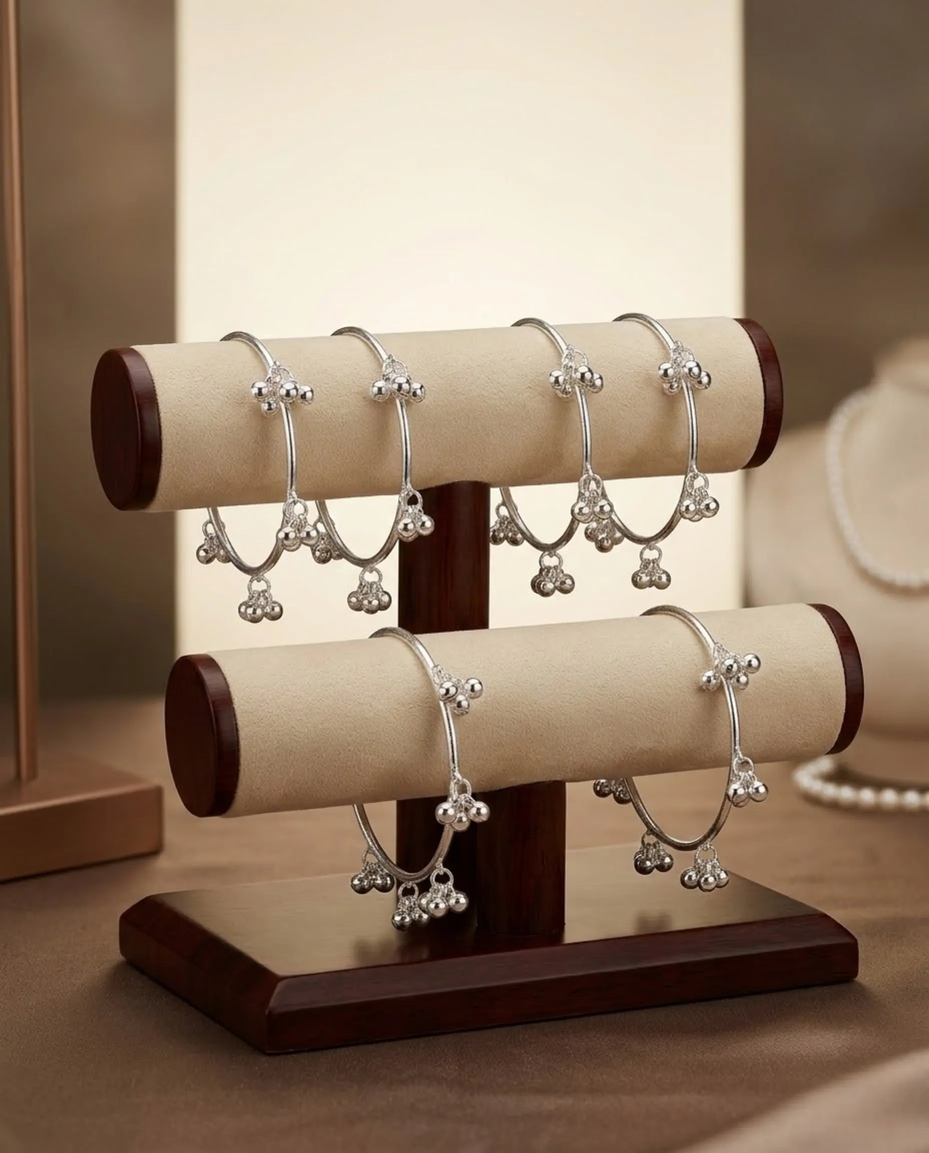 Viral Kashmiri Ghungroo Bangles White Silver Bangle Set (4 Pcs)