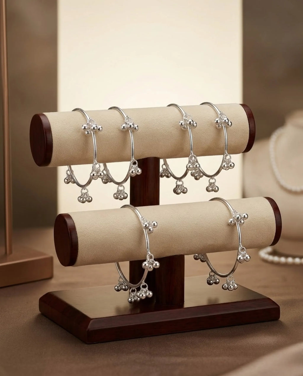 Viral Kashmiri Ghungroo Bangles White Silver Bangle Set (4 Pcs)