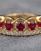 Orneza Gold Crown Adjustable Ring with Ruby Red Crystals