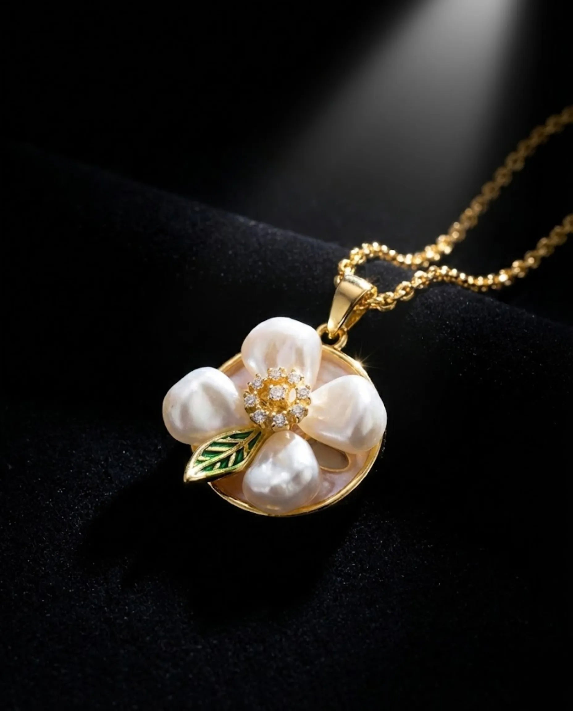 Orneza Gold Plated Pearl Flower Pendant Necklace