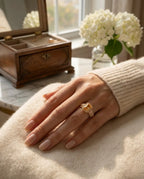 Orneza Citrine Glow Emerald Cut Gold Statement Ring