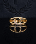 Orneza Gold Interlocking Circle Adjustable Crystal Ring