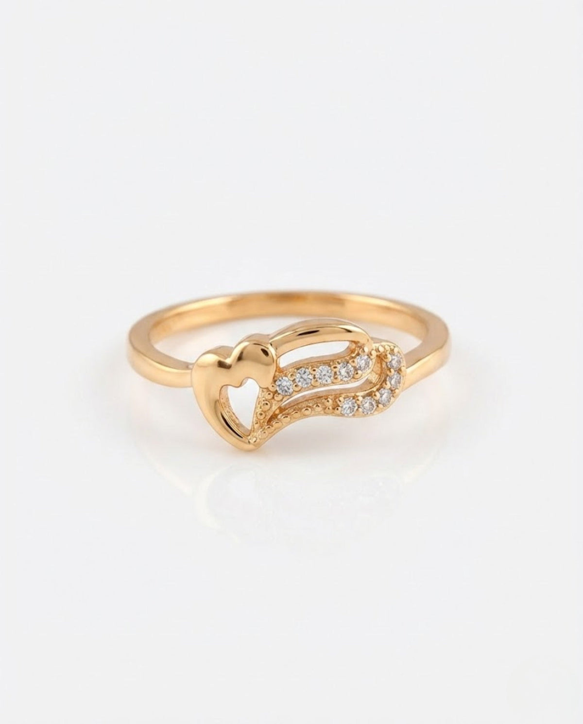 Orneza Gold Twin Heart Zirconia Statement Ring
