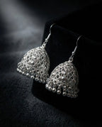 Antique Silver Filigree Jhumka Earrings by Orneza