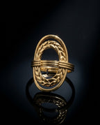 Orneza Laurel Leaf Gold Oval Statement Ring