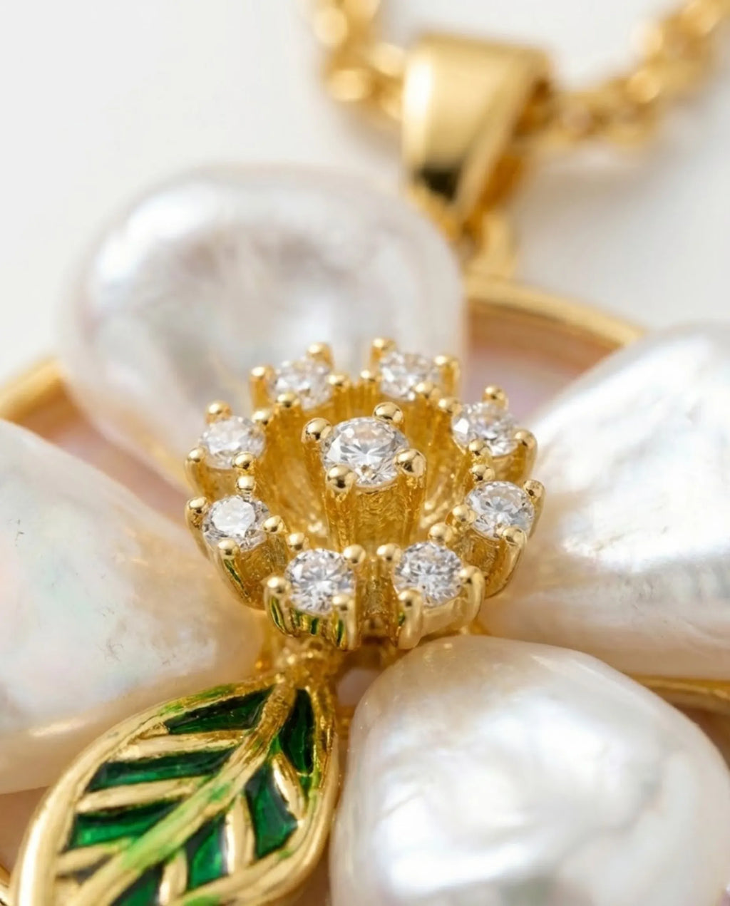 Orneza Gold Plated Pearl Flower Pendant Necklace