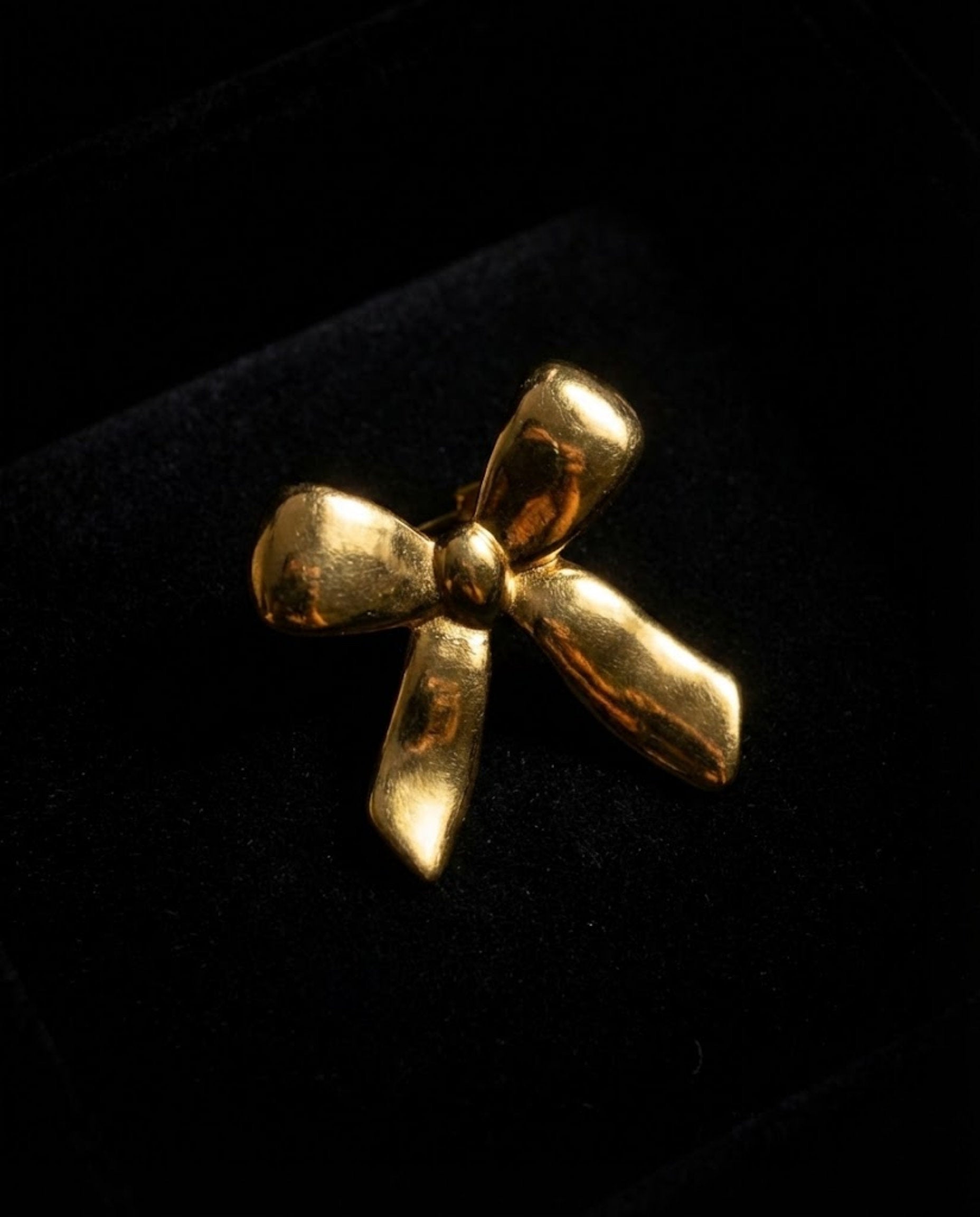 Orneza Gold Plated Sculptural Bow Adjustable Statement Ring