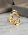 Orneza Laurel Leaf Gold Oval Statement Ring