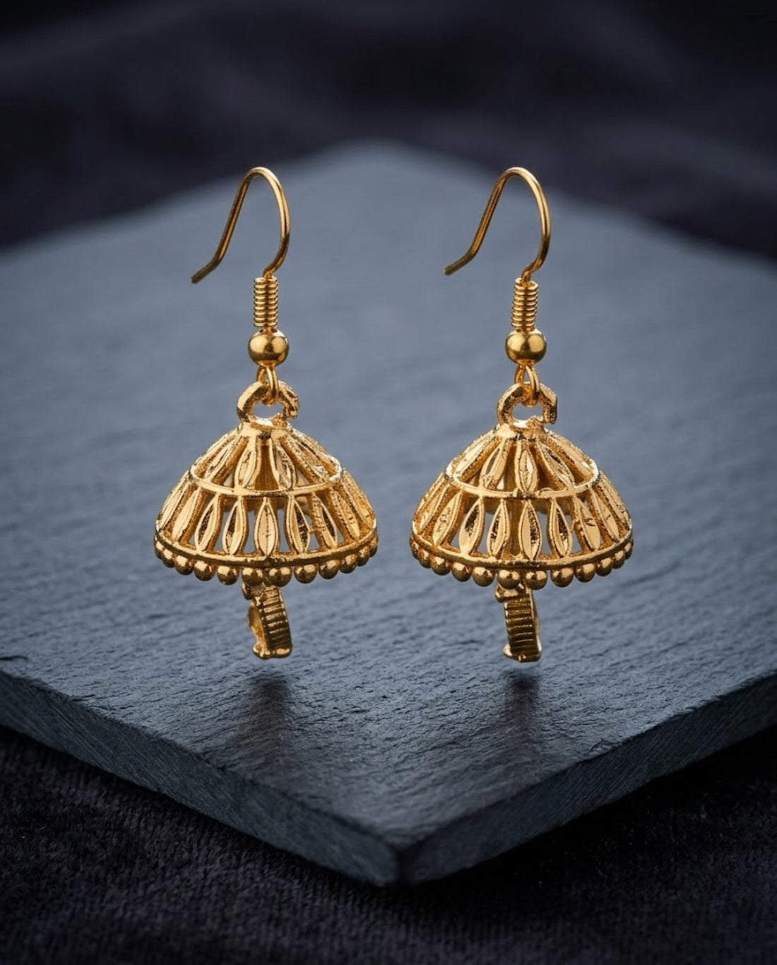 Orneza Gold Plated Jhumka Earrings with Zircon Drop