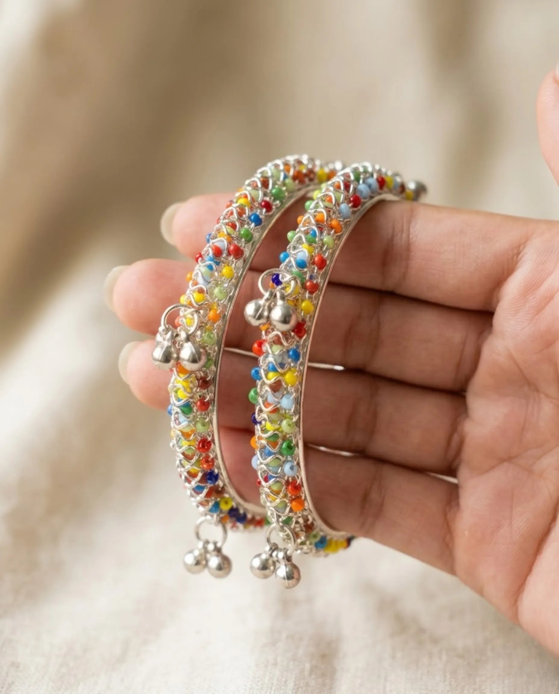 Viral Multicolor Kashmiri Ghungroo Bangles Pair size 2.2 (Sawa 2)