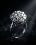 Orneza Marquise Stellar Silver Cluster Statement Ring