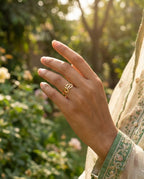 Orneza Gold Twin Heart Zirconia Statement Ring