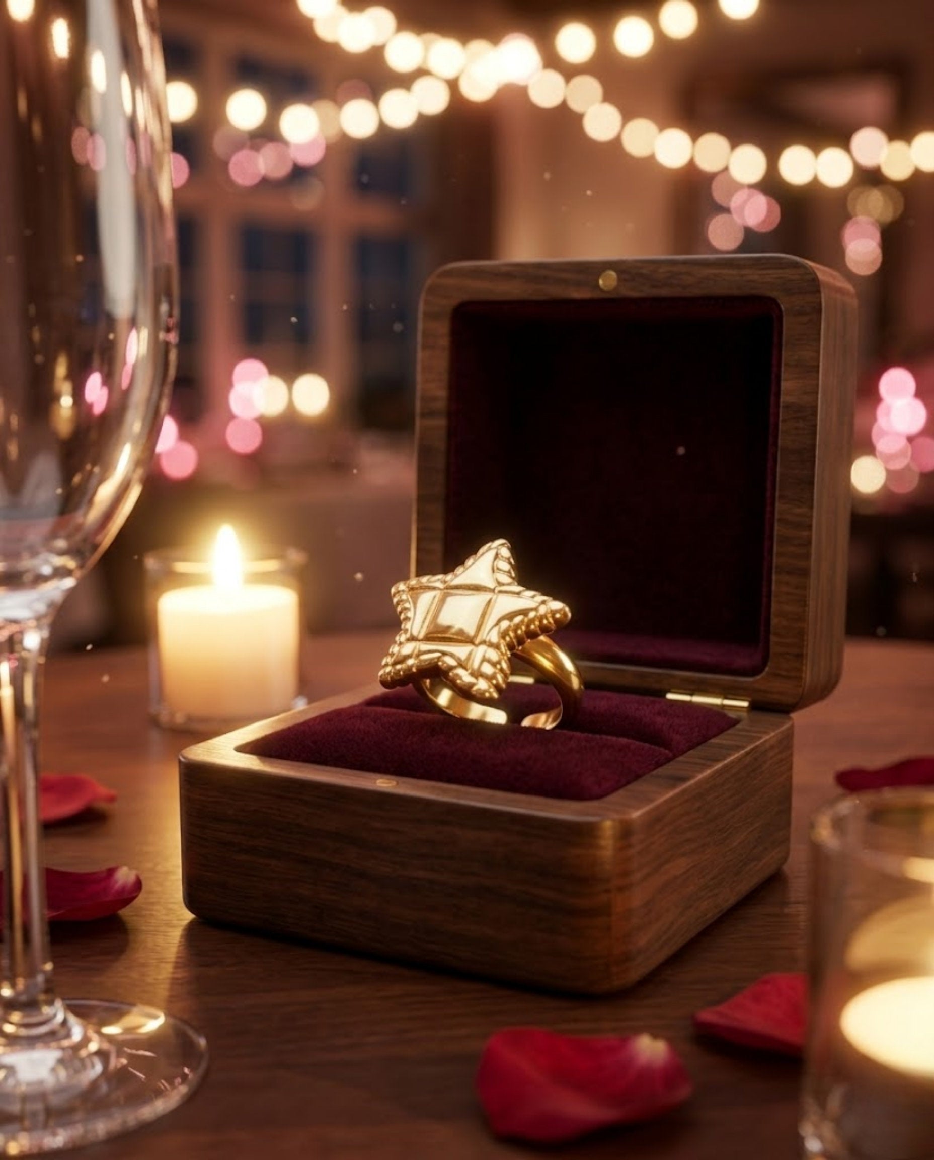 Orneza Celestial Stella Gold Star Statement Ring