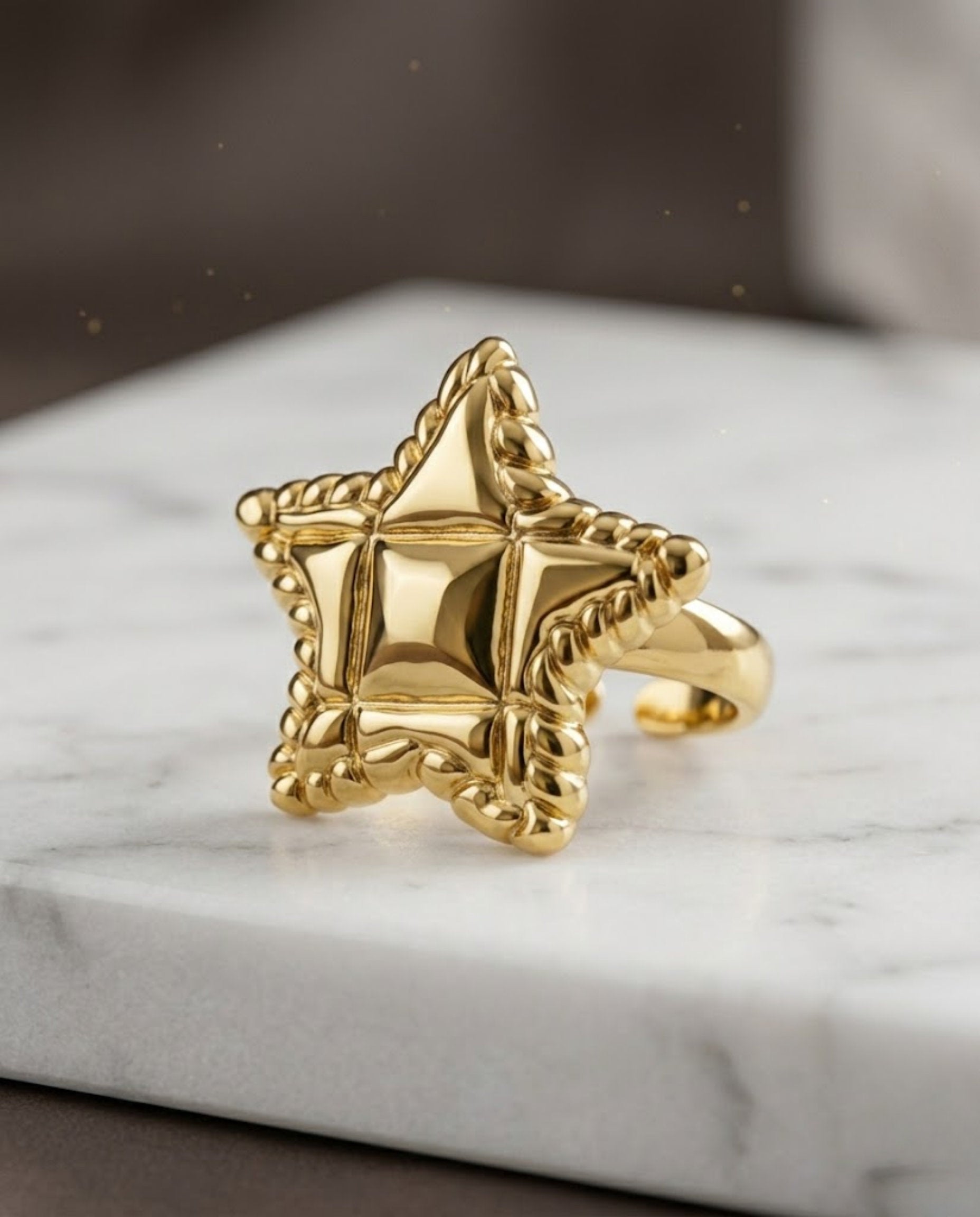 Orneza Celestial Stella Gold Star Statement Ring