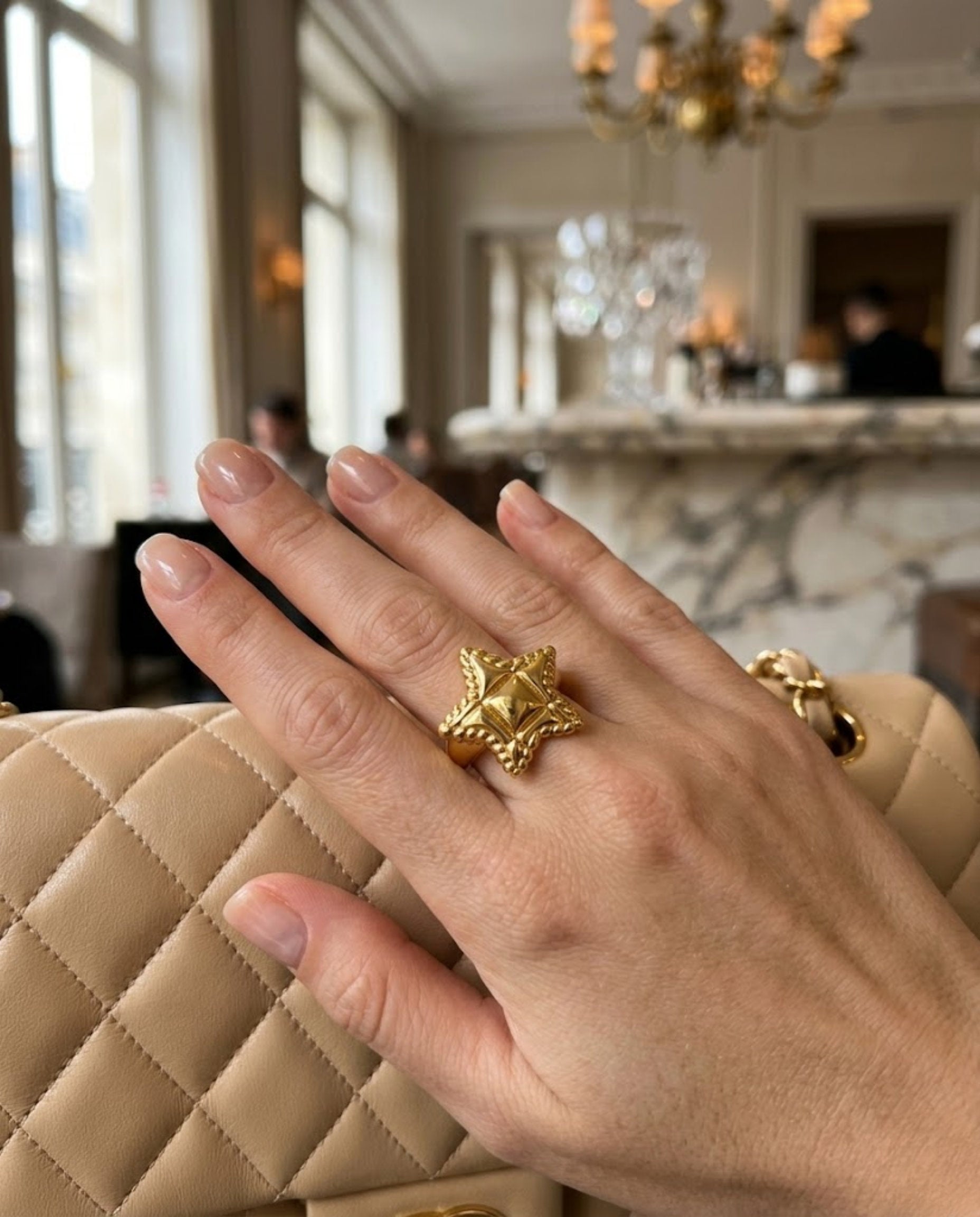 Orneza Celestial Stella Gold Star Statement Ring