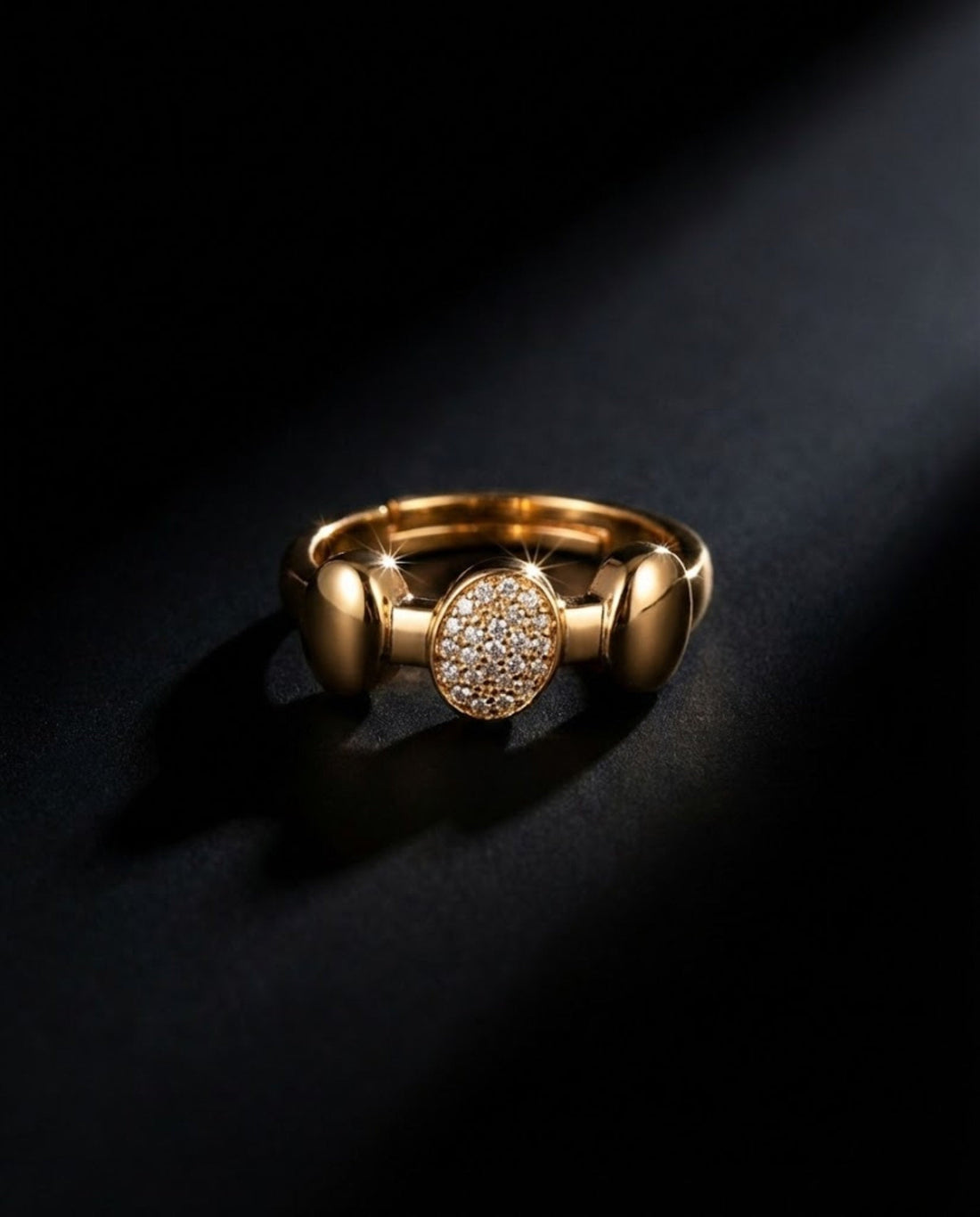Orneza Gold Medallion Pave Zirconia Statement Ring