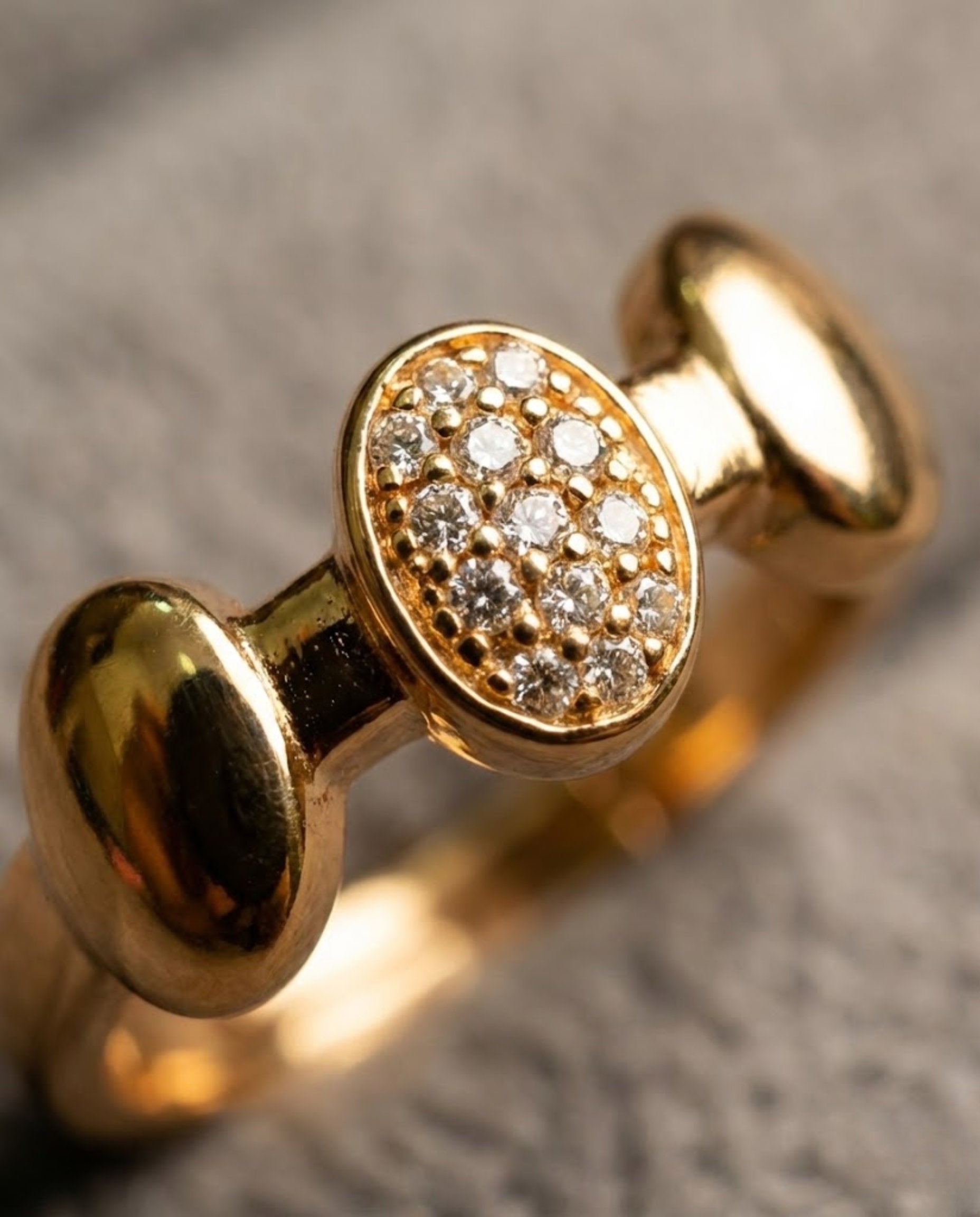 Orneza Gold Medallion Pave Zirconia Statement Ring