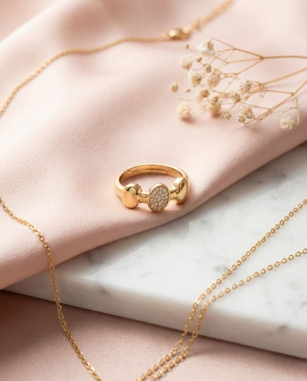 Orneza Gold Medallion Pave Zirconia Statement Ring