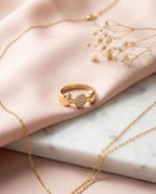 Orneza Gold Medallion Pave Zirconia Statement Ring