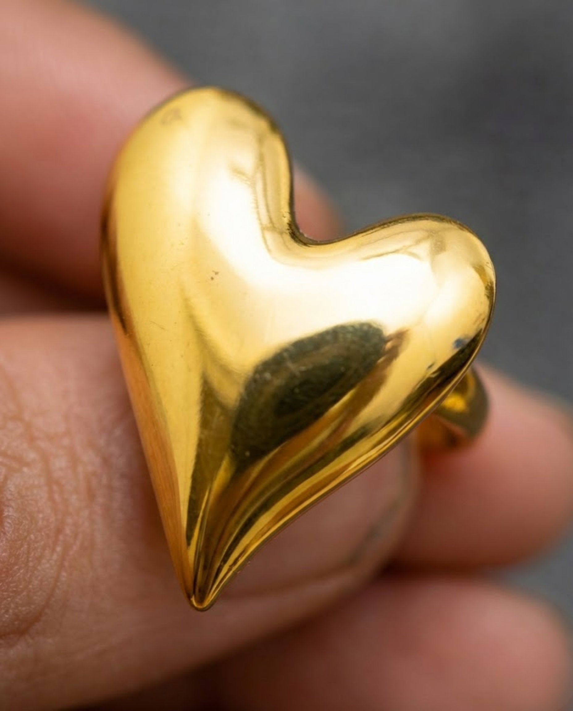 Orneza Gold Plated Sculptural Heart Statement Ring