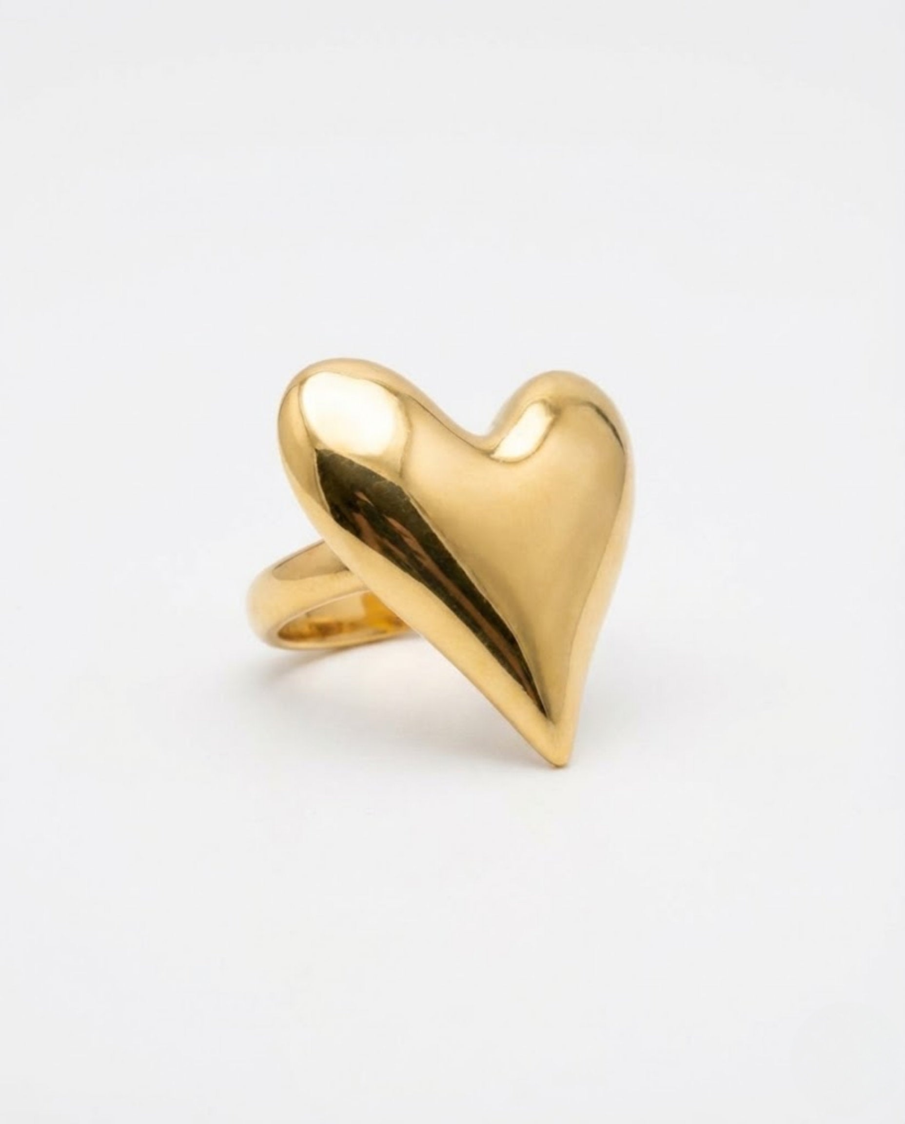 Orneza Gold Plated Sculptural Heart Statement Ring