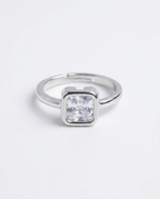 Orneza Princess Cut Bezel Set Sterling Silver Ring