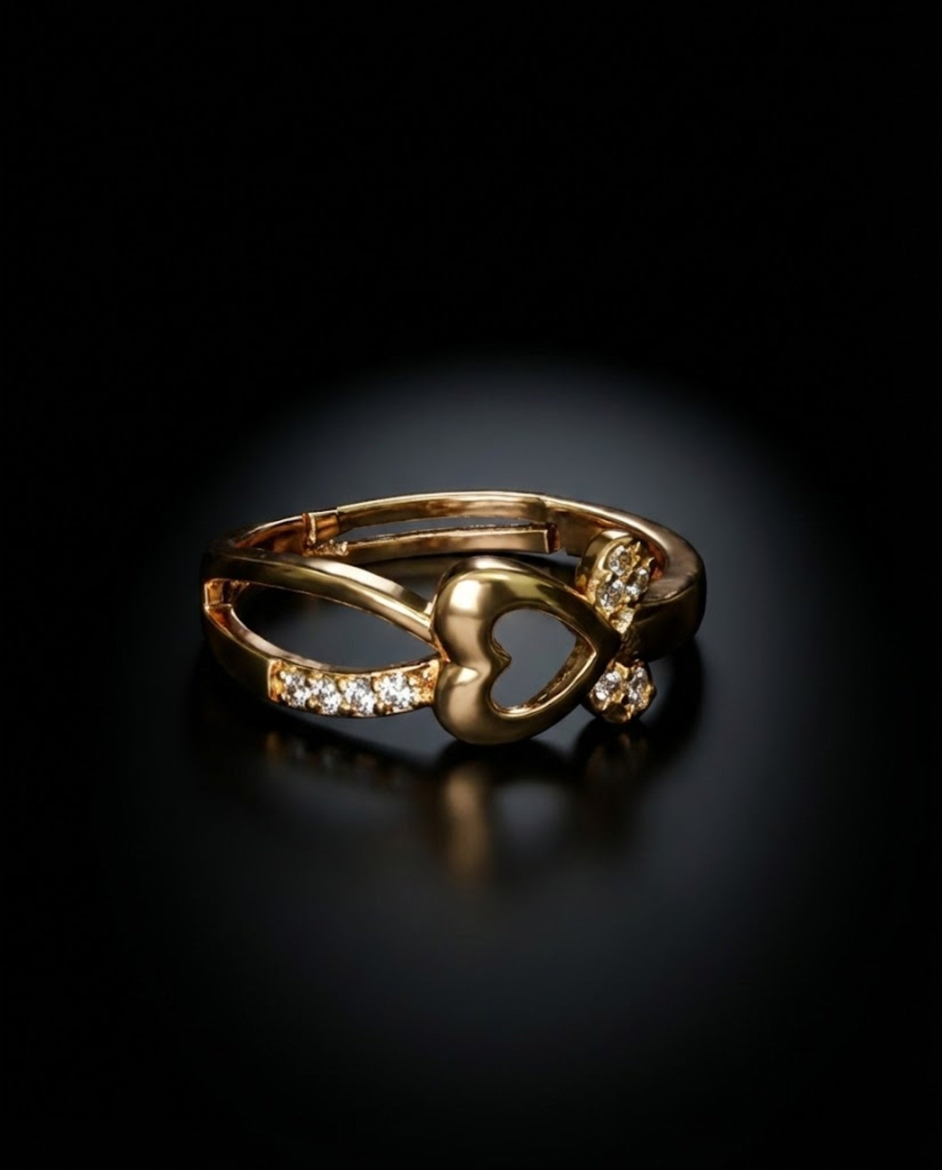 Orneza Gold Heart Infinity Adjustable Ring