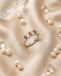 Orneza Marquise Garnet & Crystal Silver Eternity Ring