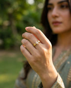 Orneza Gold Medallion Pave Zirconia Statement Ring