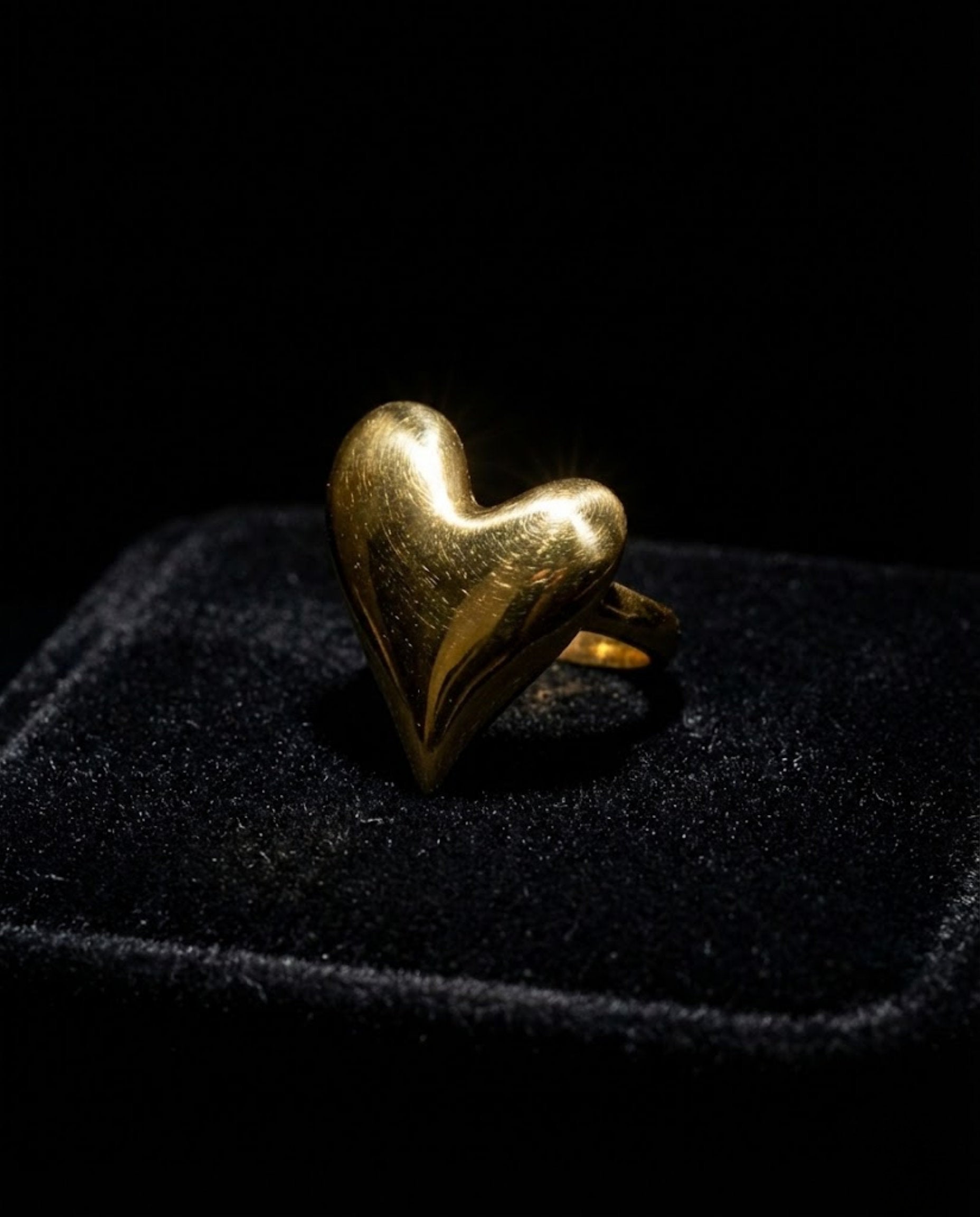 Orneza Gold Plated Sculptural Heart Statement Ring