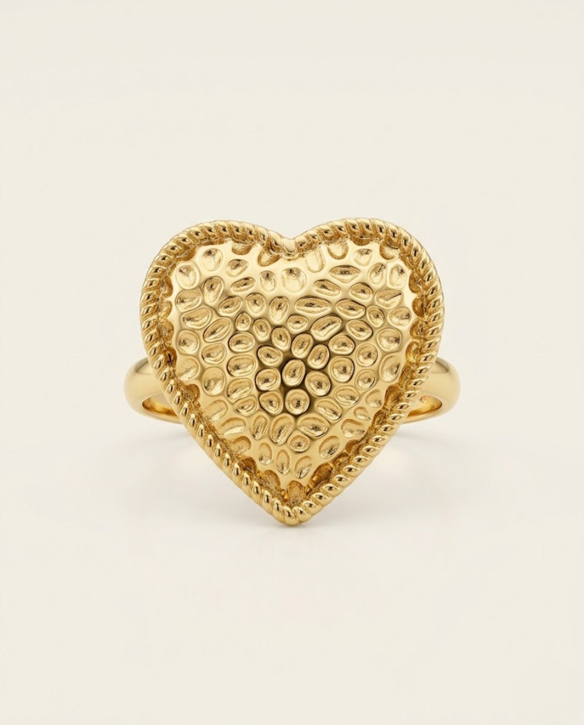 Orneza Amora Textured Gold Heart Statement Ring