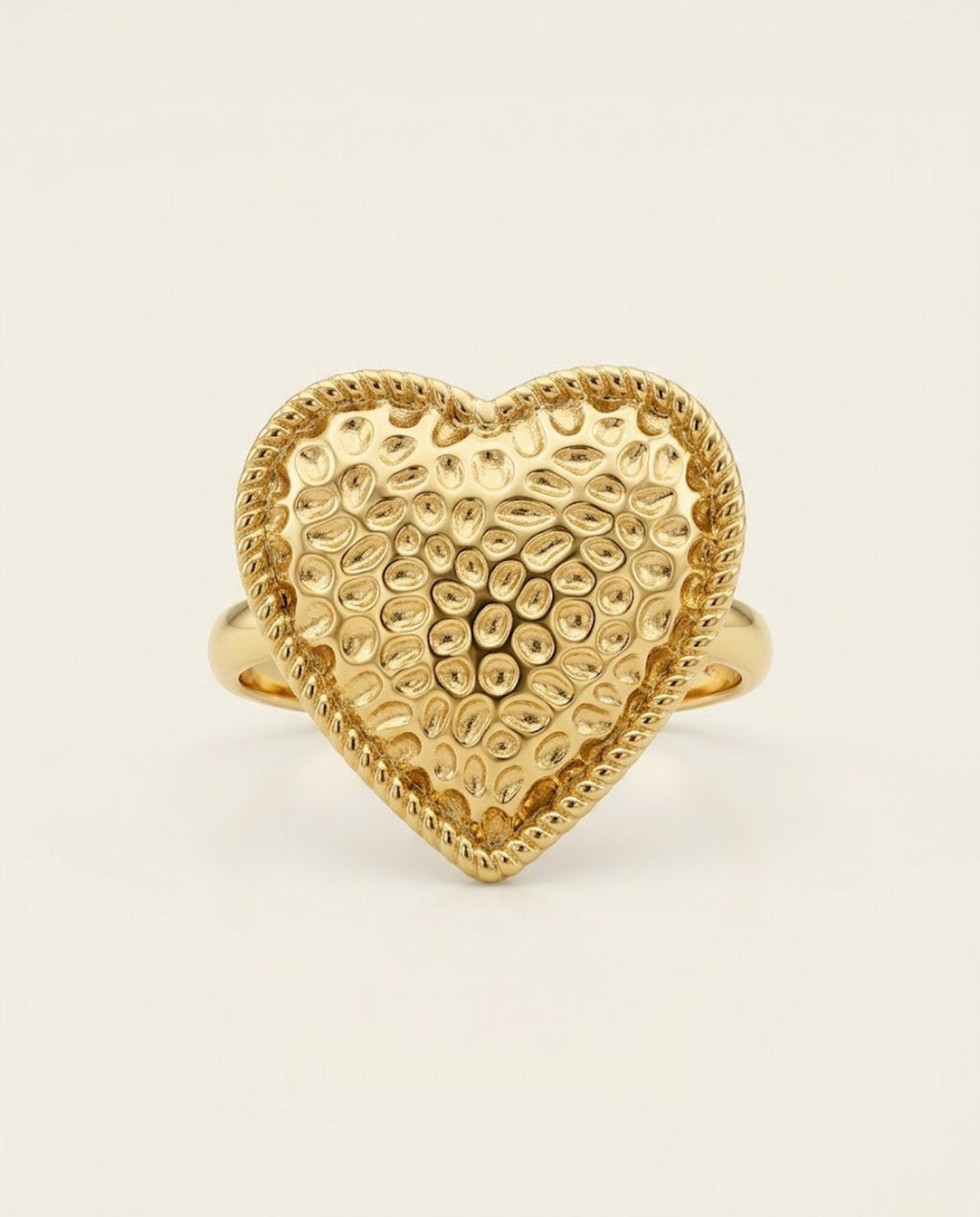 Orneza Amora Textured Gold Heart Statement Ring