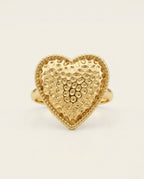 Orneza Amora Textured Gold Heart Statement Ring