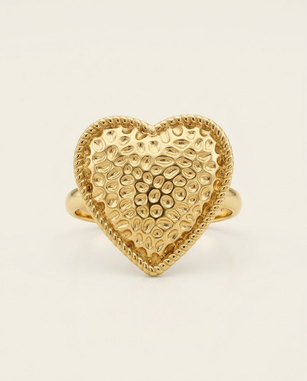 Orneza Amora Textured Gold Heart Statement Ring