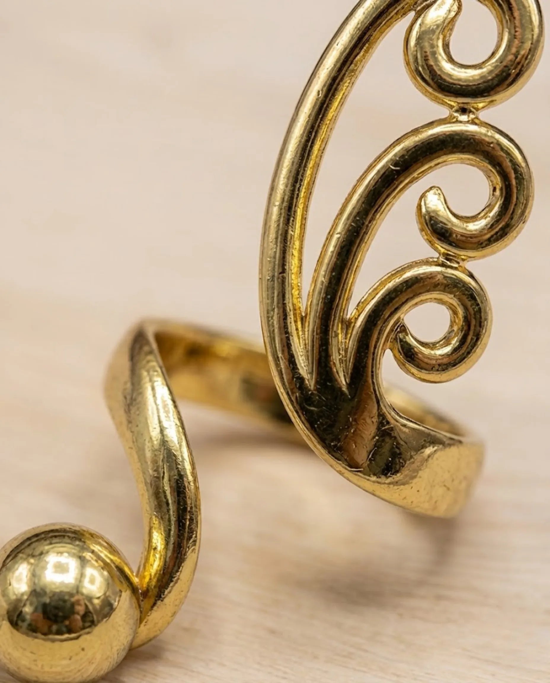 Orneza Ethereal Gold Swirl Statement Ring