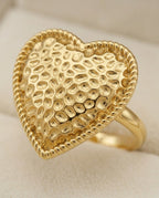 Orneza Amora Textured Gold Heart Statement Ring