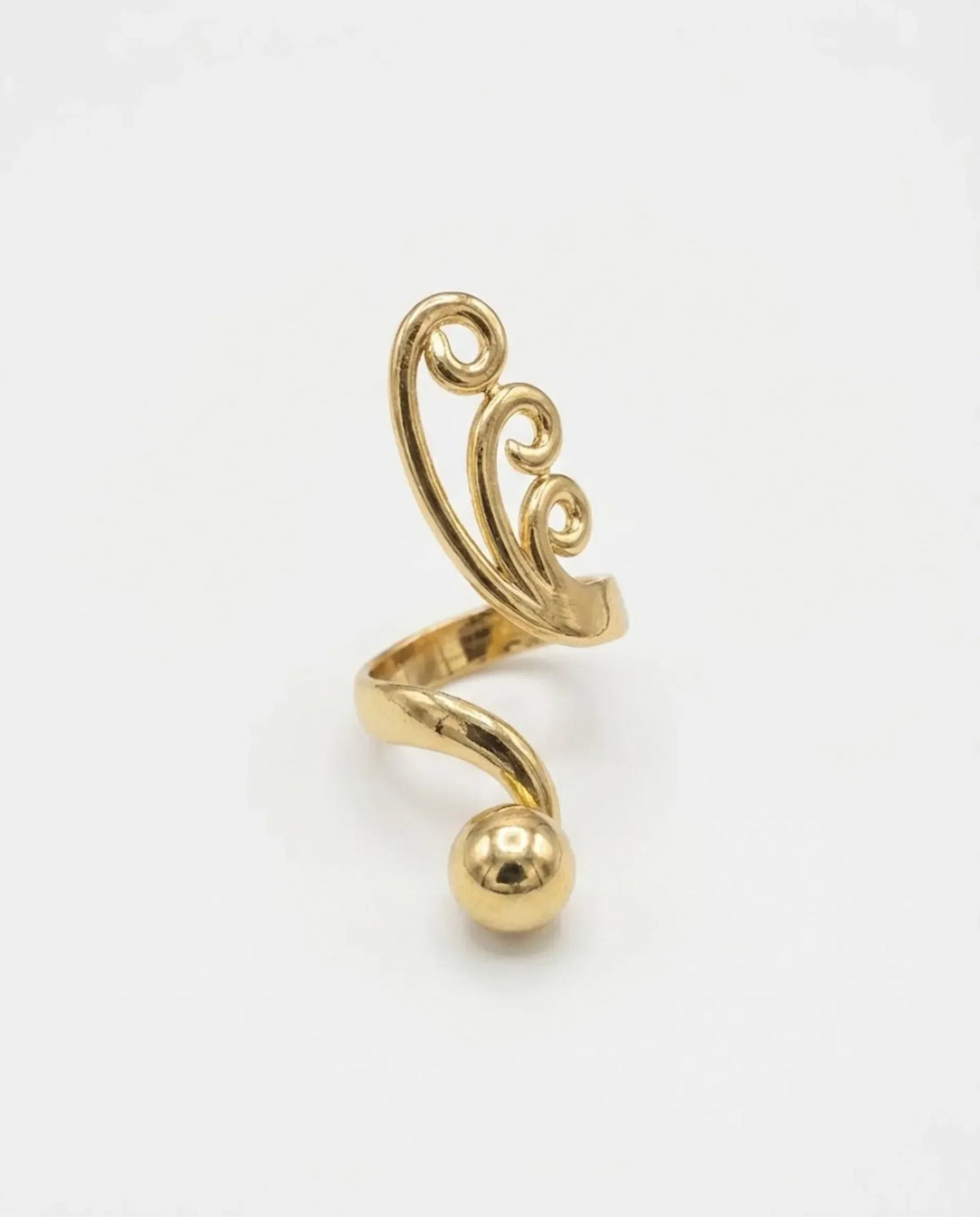 Orneza Ethereal Gold Swirl Statement Ring