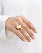 Orneza Gold Plated Sculptural Heart Statement Ring